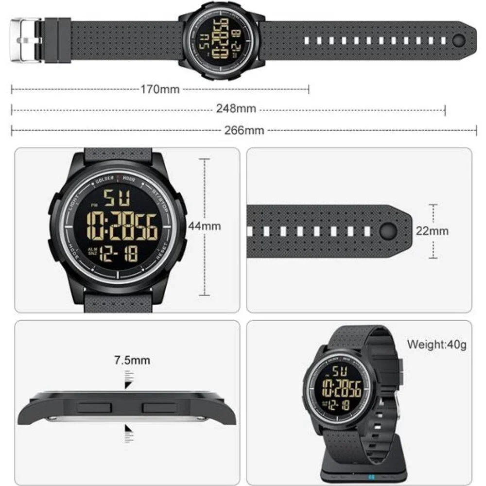Ultra Thin Minimalist Sports Waterproof Digital Watches Men Rubber Strap